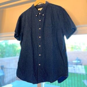 Madewell Men’s XL navy Blue Polka Dot Printed Button Down ⚪️